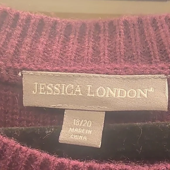 Jessica London Cable Knit Sweater Dress in Plum Size 18/20 - Picture 2 of 13